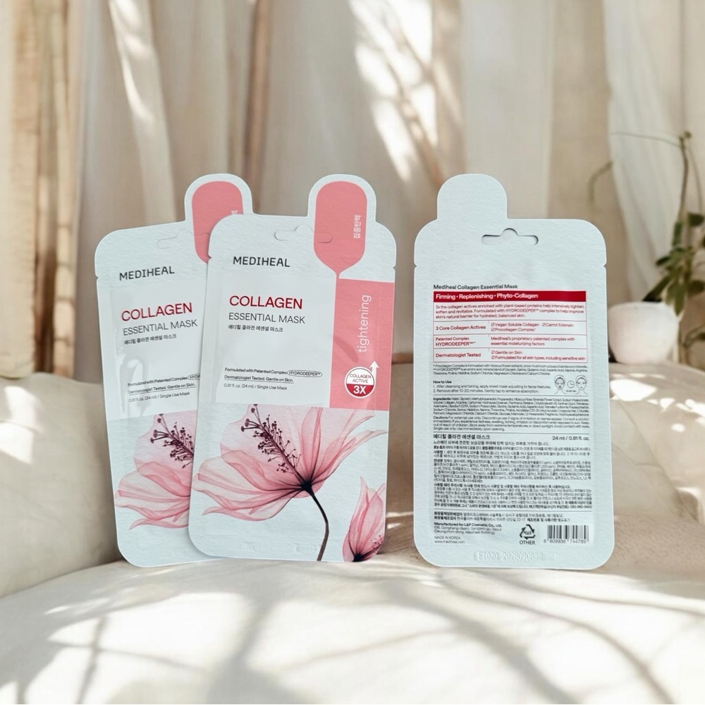 NEW MEDIHEAL 3-Pack Essential Face Mask Sheet- Collagen 0.81 fl oz - Picture 6 of 9
